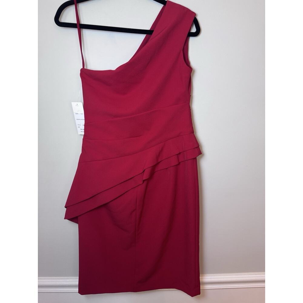 Rickie Freeman For Teri Jon Red One Shoulder Knee Length Cocktail dress Sz 8 NWT